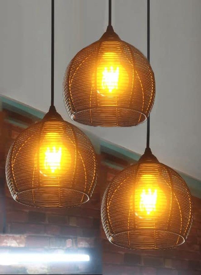 BrightLyt 3-Light Chandelier/Jhumar Industrial Black Finish Metal Shade Hanging Pendant Ceiling Lamp - Image 3